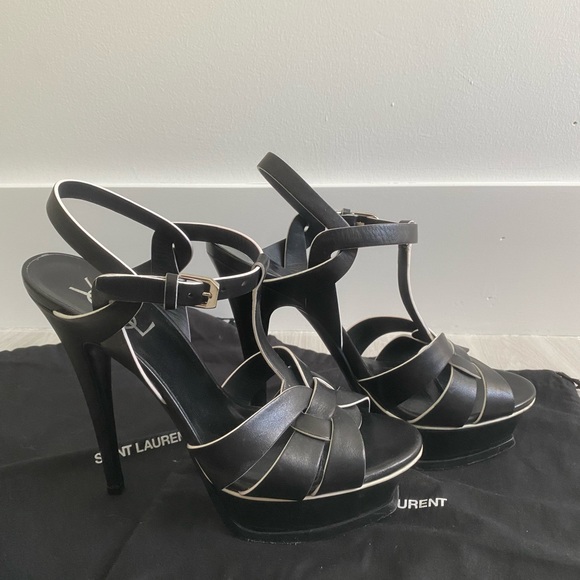 Saint Laurent- TRIBUTE PLATFORM SANDALS IN SMOOTH LEATHER - Picture 3 of 6